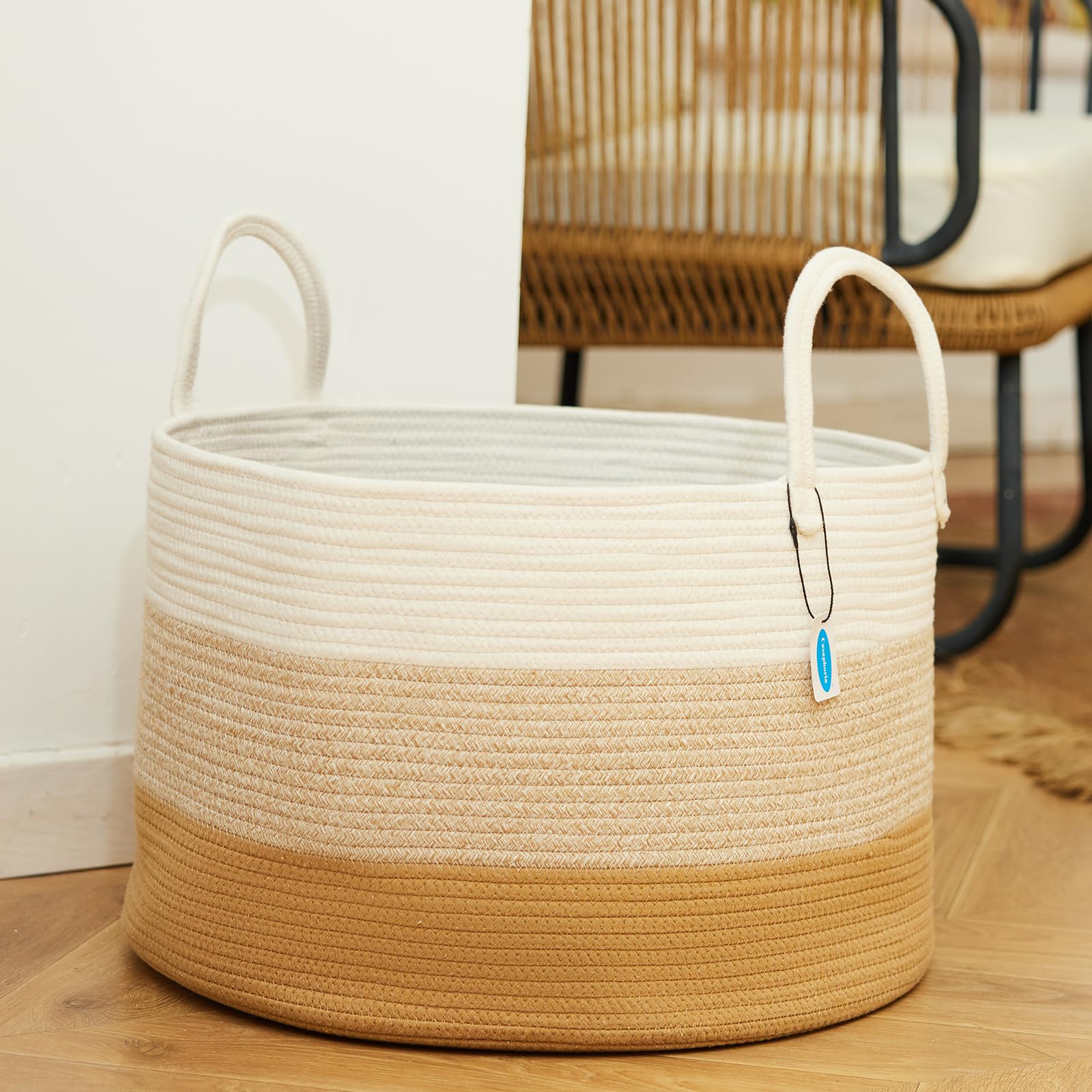 Casaphoria Blanket Basket, Storage Basket, Laundry Basket, 20   *20   *13   , Blanket Basket, Cotton Rope Basket, Laundry Hamper
