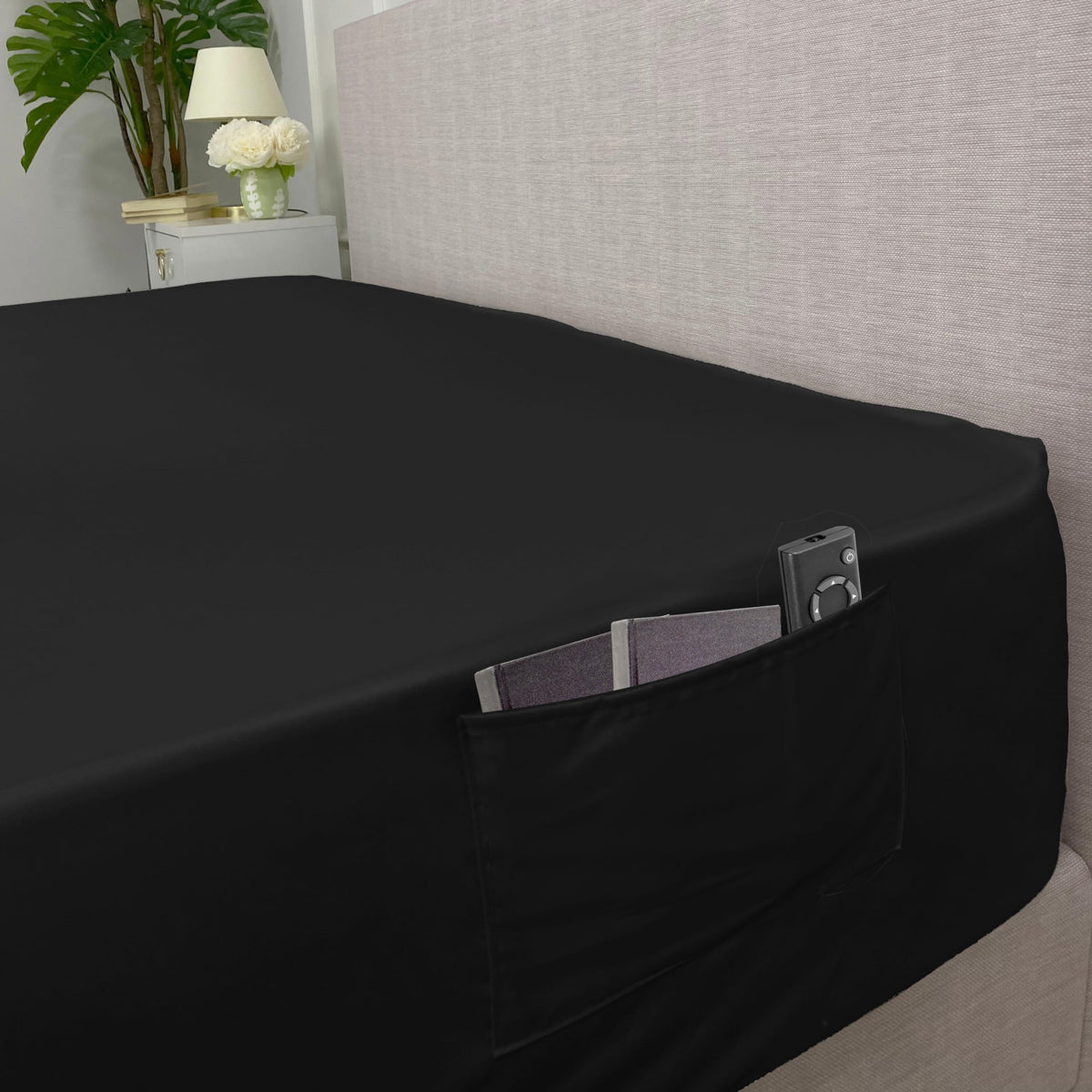 Ambesonne Fitted Sheet With Side Pocket, Modern Solid Color Bedroom Accent Comfortable Bed Cover With All-Round Elastic Deep Poc