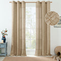 QUEMAS Linen Curtains for Living Room 84 Inch Length 2 Panels, Light Filtering Thick Burlap Window Curtains for Bedroom Privacy,