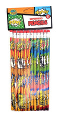 Zugar Land Assorted Superhero #2 Pencils With Top Erasers (Standard Size 7.5') Super Hero 7.5 Inches. Pow! Snap! Wham! Bang! (2