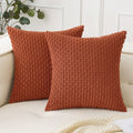 Woaboy Rust Throw Pillow Covers 18X18 Inch Set Of 2 Decorative Couch Pillow Covers Farmhouse Soft Corduroy Boho Home Decors For