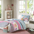 Mi Zone Kids Crazy Daisy Bedding For Girls Reversible Quilt Set - Sky Blue, Pink , Flowers, Butterfly, Polka Dots Reverse - Ultr