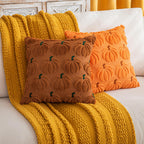 Cosibono Pumpkin Fall Decorative Throw Pillow Covers 18'X18', Set Of 2 Orange Brown Soft Faux Fur Pillow Covers For Autumn Har