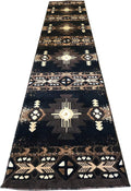 YHSF South West Native American Area Rug C318 (Black, 2 Feet 4 Inches x 10 Feet 11 Inches)