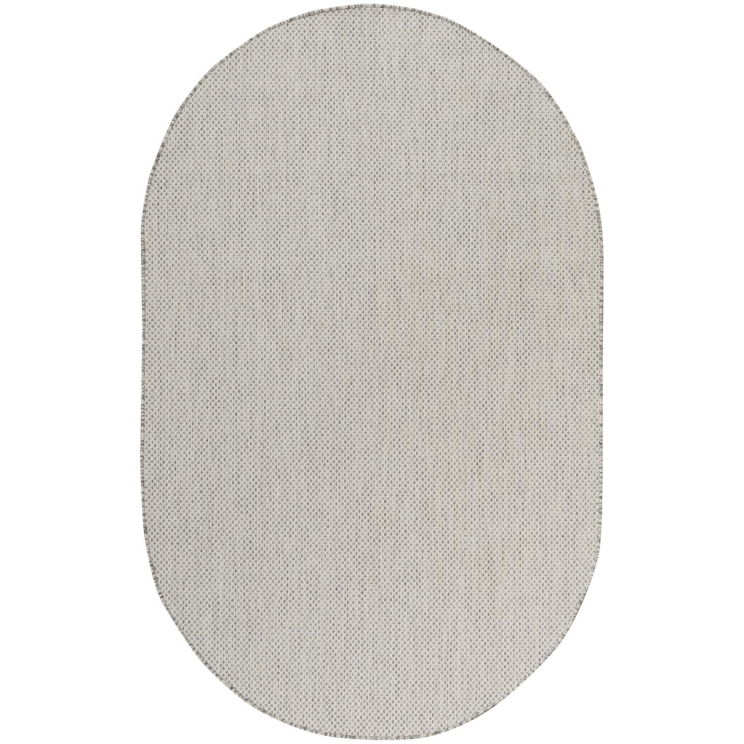 Nourison Courtyard Indoor/Outdoor Ivory Silver 6' X 9' Oval Area Rug, Easy Cleaning, Non Shedding, Bed Room, Living Room, Dining