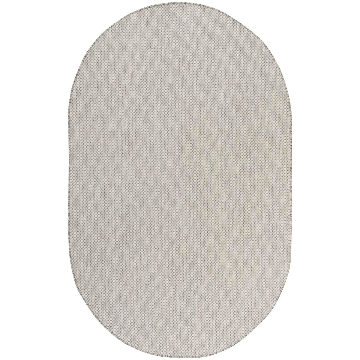 Nourison Courtyard Indoor/Outdoor Ivory/Silver 5' X 8' Oval Area Rug, Easy Cleaning, Non Shedding, Bed Room, Living Room, Dining