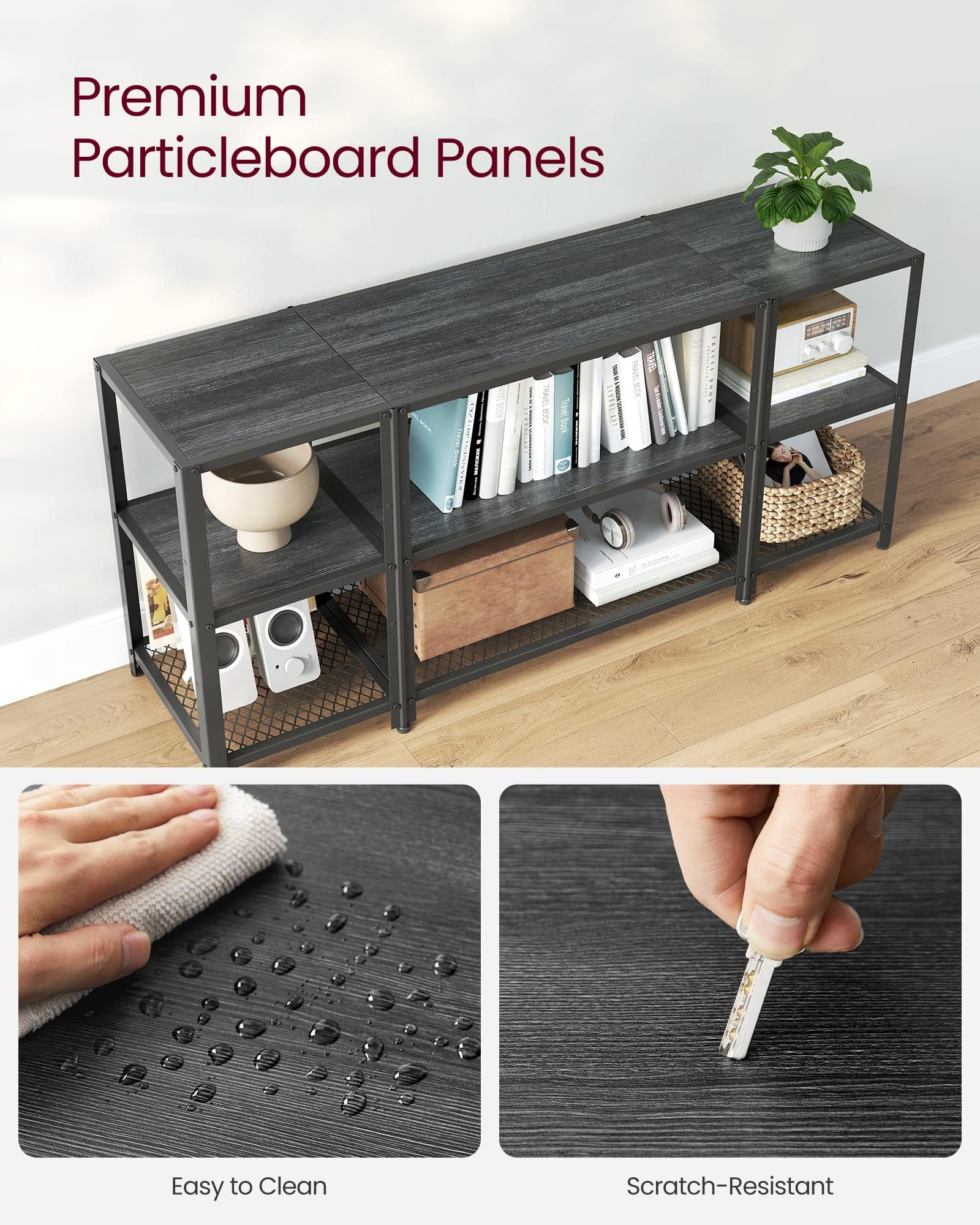 Vasagle Tv Stand For 65 Inches Tvs, Industrial Entertainment Center, Modern Tv Console With Open Storage Shelves For Living Room, Bedroom, Black Ultv105B22