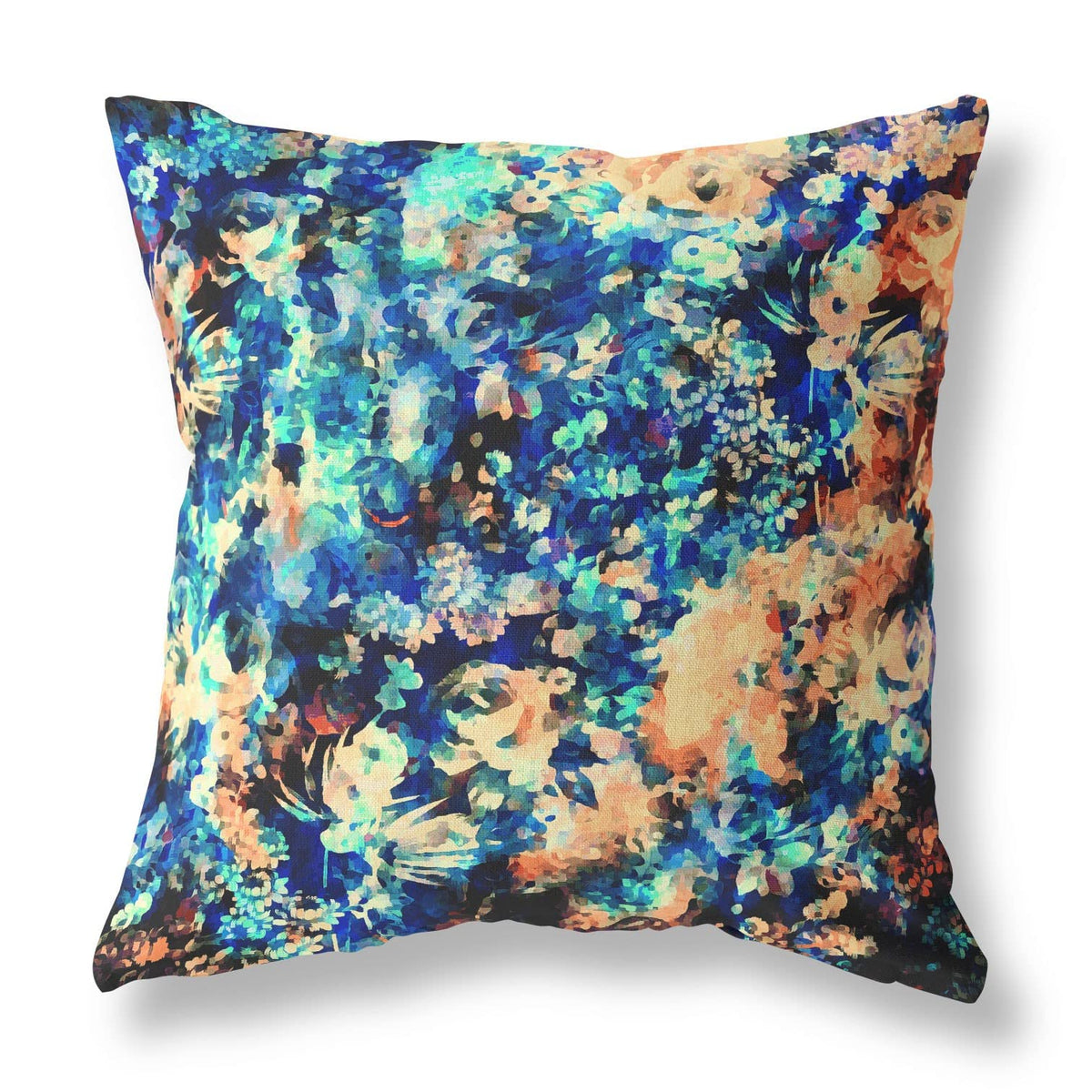 HomeRoots Muted Orange Indigo Broadcloth 26' Orange Blue Springtime Indoor Outdoor Throw Pillow