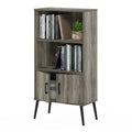 Furinno MIDCENTURY Storage Shelves, Storage Cabinet with Doors and Shelves, Bookshelf with Legs, for Living Room, Home Office, G