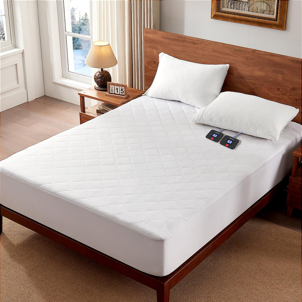 Westinghouse King Size Heated Mattress Pad, Luxury Quilted Electric Bed Warmer With10 Heat Settings Dual Control & 1-12 Hours Au