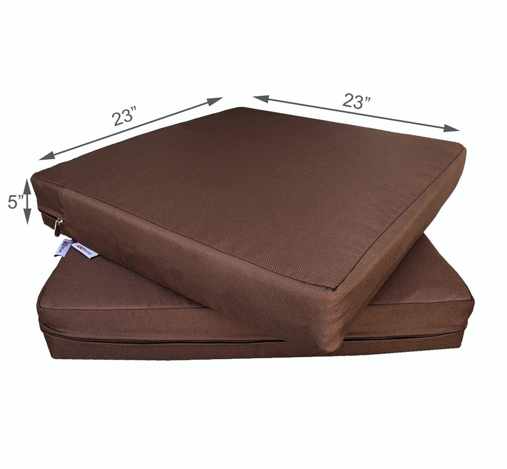 Qqbed 2 Pack Outdoor Patio Chair Pillow Seat Water-Resistant Cushion Covers In Brown Color 23'X23'X5' - Replacement Covers On