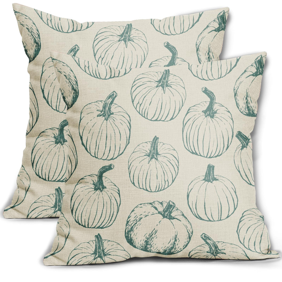 Aytipun Fall Pillow Covers 18X18 Set Of 2 Light Blue Pumpkin Autumn Themed Thanksgiving Harvest Print Decorative Throw Pillows O