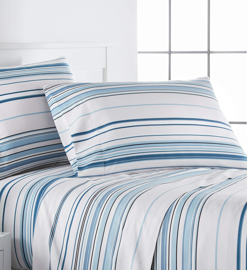 Southshore Fine Living, Inc. Coastal Stripes Collection, 4-Piece, 14-Inch Deep Pocket Sheet Set, Easy Care, Shrinkage Free Sheet