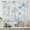 Laifzere Nautical Coastal Kitchen Curtains Coral Blue Starfish Seashell Small Short Cafe Window Curtains Coral Beach Ocean Seaho