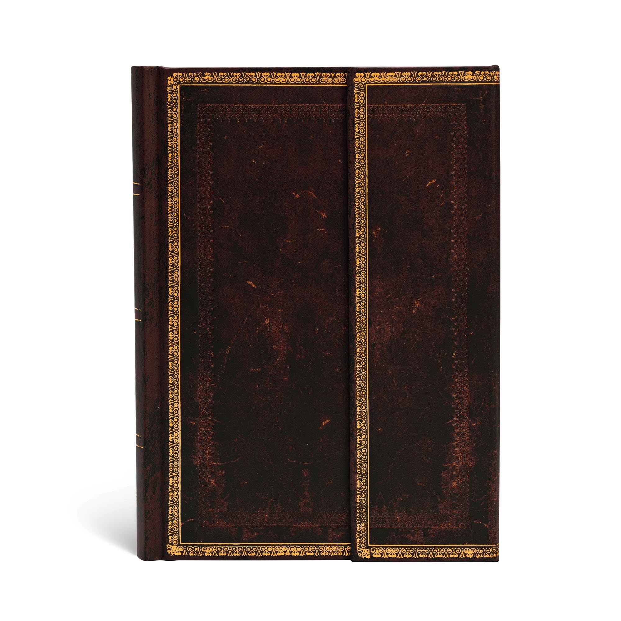 Paperblanks | Black Moroccan | Old Leather Collection | Hardcover | Midi | Lined | Wrap Closure | 144 Pg | 120 Gsm