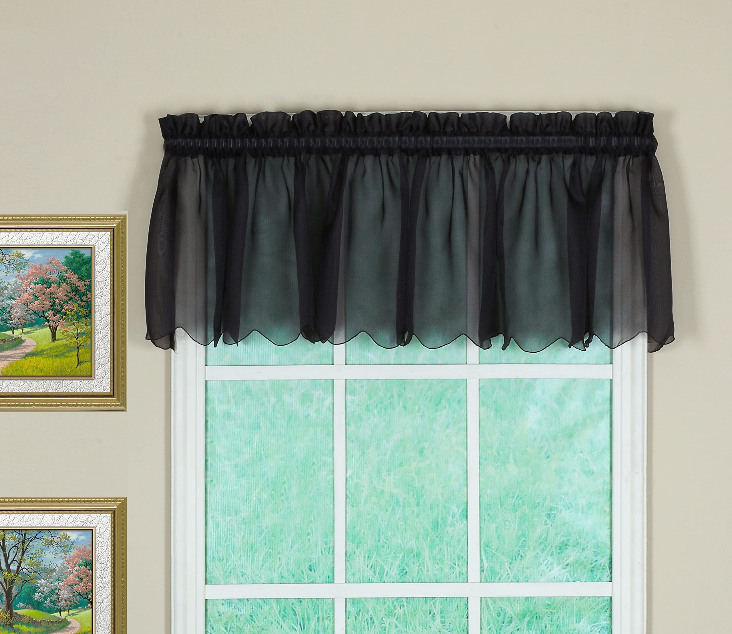 Today'S Curtain Emelia Original Voile Valance 14', Black, 60' W X 14' L