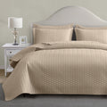 Maple&Stone Quilt Set California King Size, Lightweight Beige Bedspread Ultrasonic Chevron Pattern Light Coverlet For All Season
