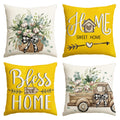 Avoin Colorlife Bless Our Home Farmhouse Eucalyptus Leaves Throw Pillow Covers, 18 X 18 Inch Truck Home Sweet Cushion Case Decor