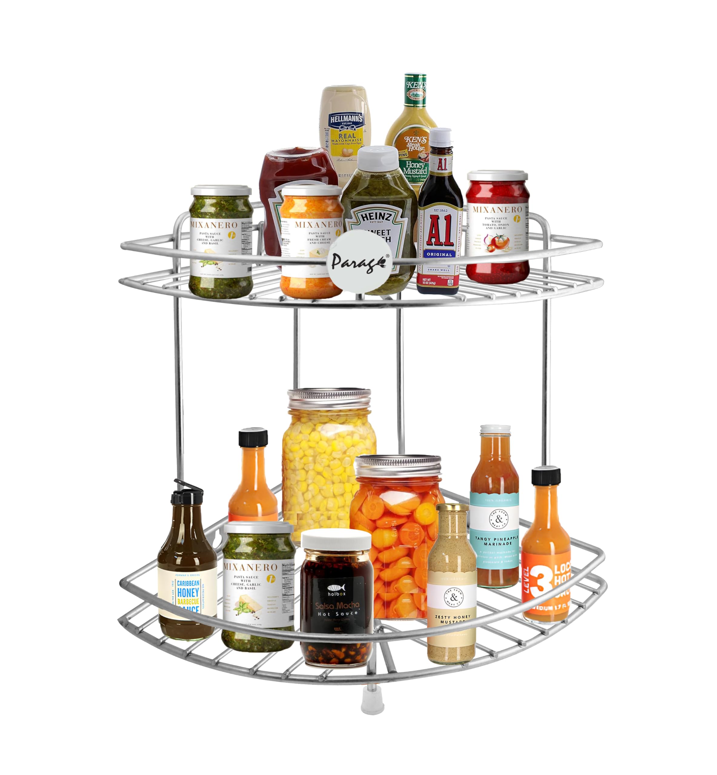 Parage Stainless Steel Kitchen Rack 2 Tier, Multipurpose Storage Rack Organizer, Corner Stand For Kitchen, Vegetable Stand Shelf