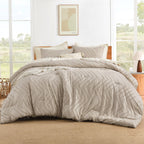 Litanika Khaki King Comforter Set, 3 Pieces Lightweight Tufted Bedding Sets, Down Alternative Comforter Fluffy Bed Set Gift Choi