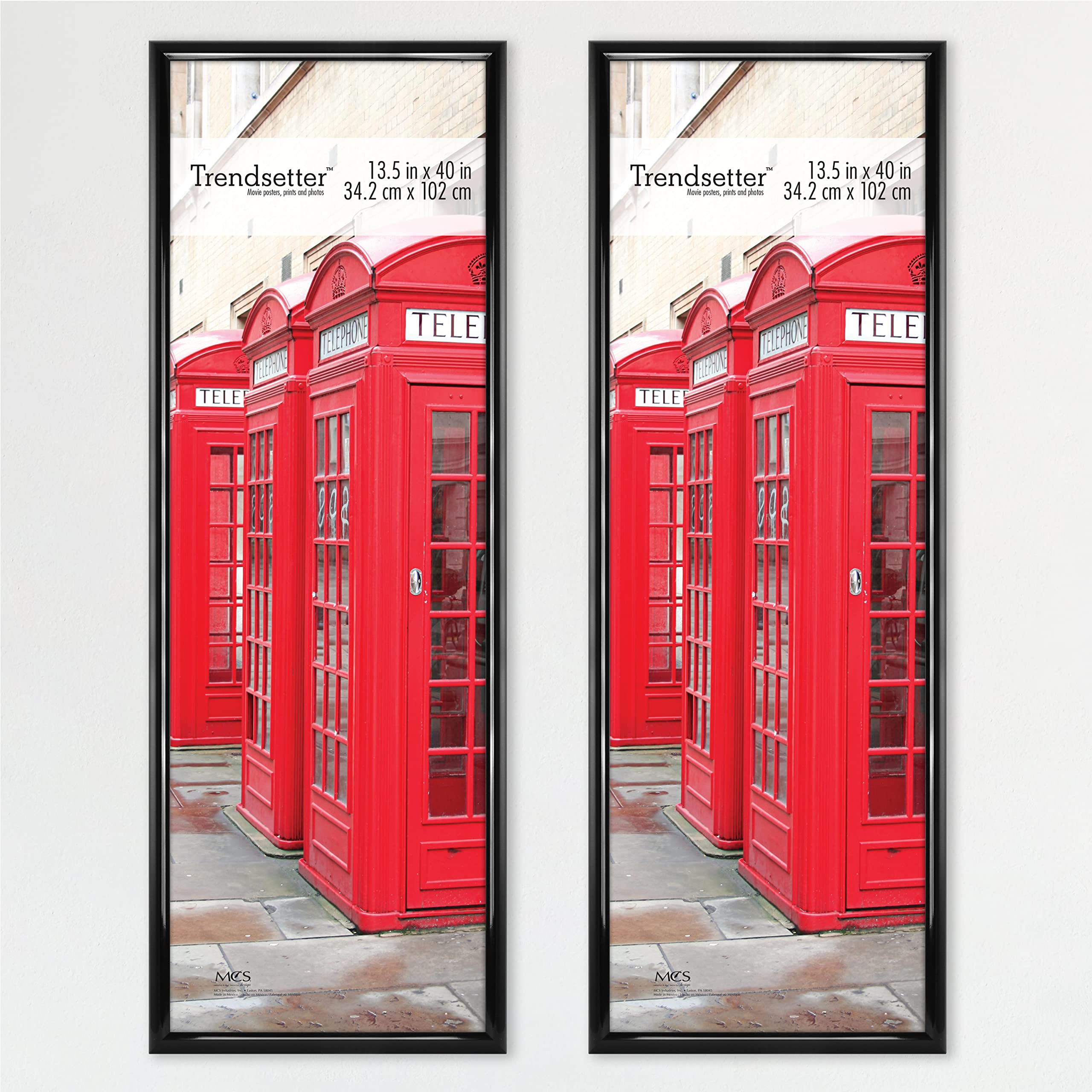 MCS Trendsetter 13.5x40 Poster Frame Black High-Gloss, Vertical & Horizontal Wall Hanging Large Picture Frame for Photos, Poster