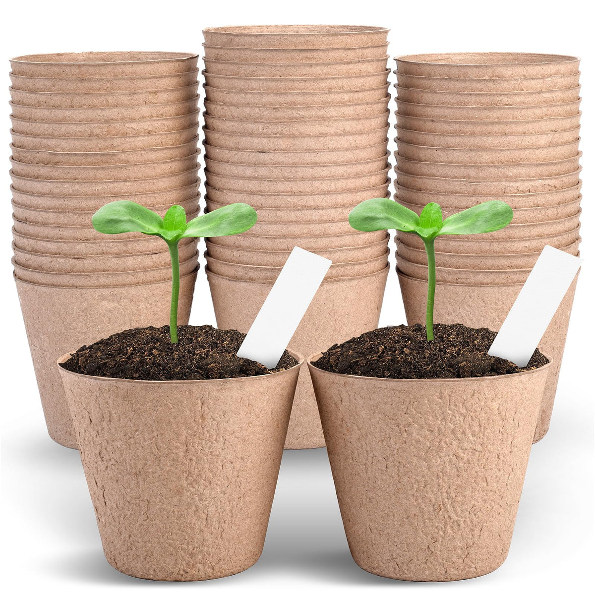 Argconner 4 Inch Peat Pots, 50Pcs Biodegradable Plant Starting Pots Round Nursery Pot, Garden Germination Nursery Pot Bonus 20 P