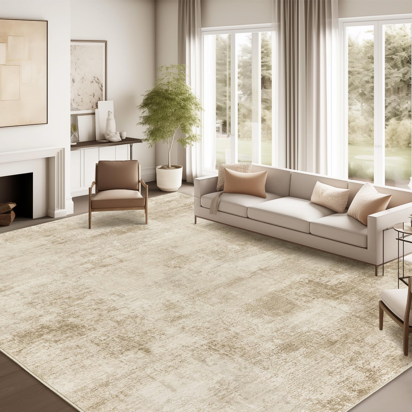 zesthome 9x12 Area Rugs for Living Room, Non-Slip Backing Washable Rug, Modern Abstract Area Rug, Stain Resistant Rugs for Bedro