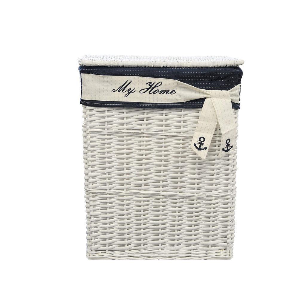 HomeRoots Decor 14-inch x 17.5-inch x 19.5-inch White, Blue, Rectangular, Willow - Basket Set of 5