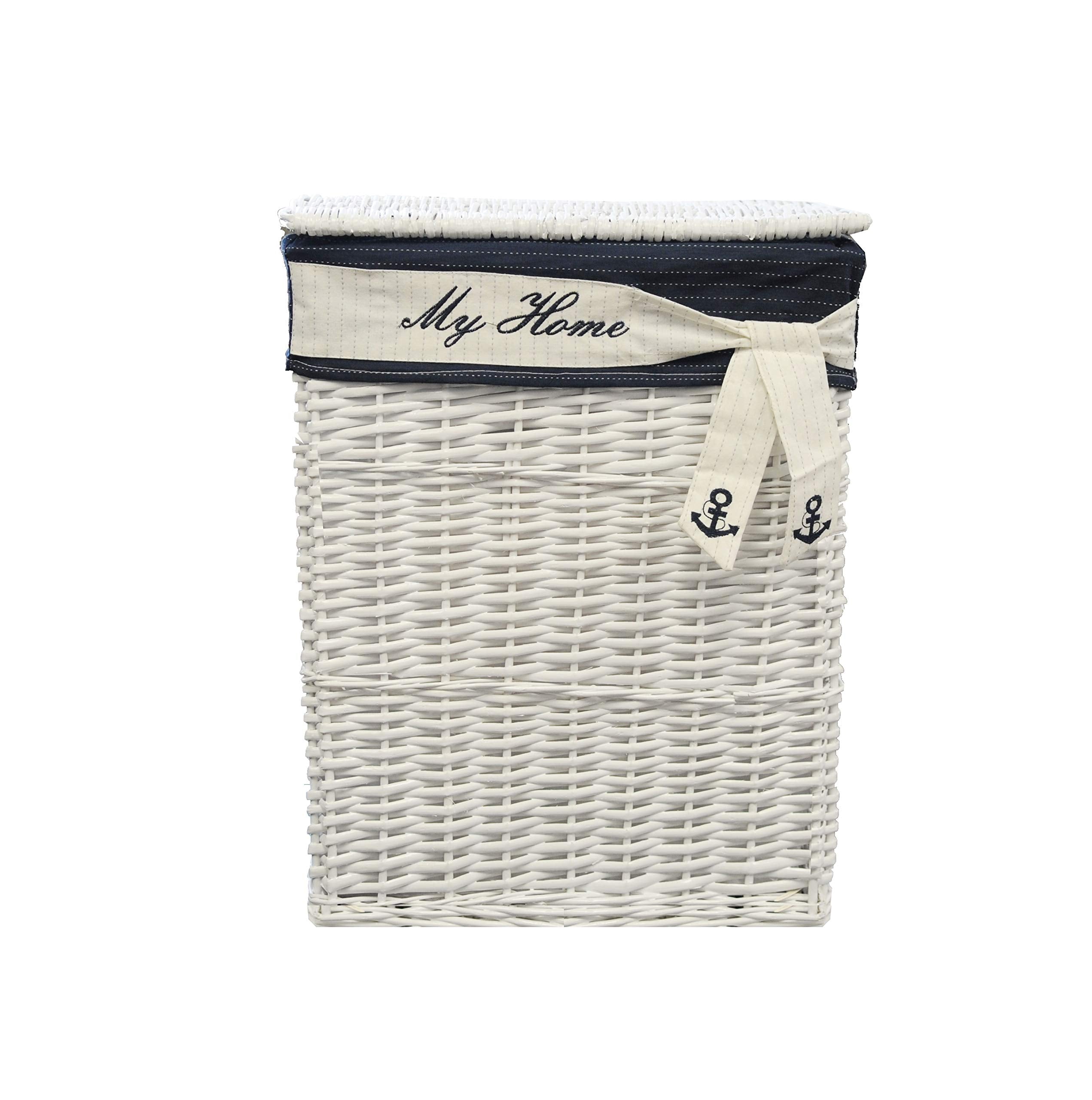 HomeRoots Decor 14-inch x 17.5-inch x 19.5-inch White, Blue, Rectangular, Willow - Basket Set of 5