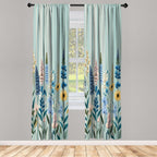 Ambesonne Spring Window Curtains, Modern Garden With Leafy Lavenders And Daisy Huddle With Boho Stripes, Lightweight Decor 2-Pan