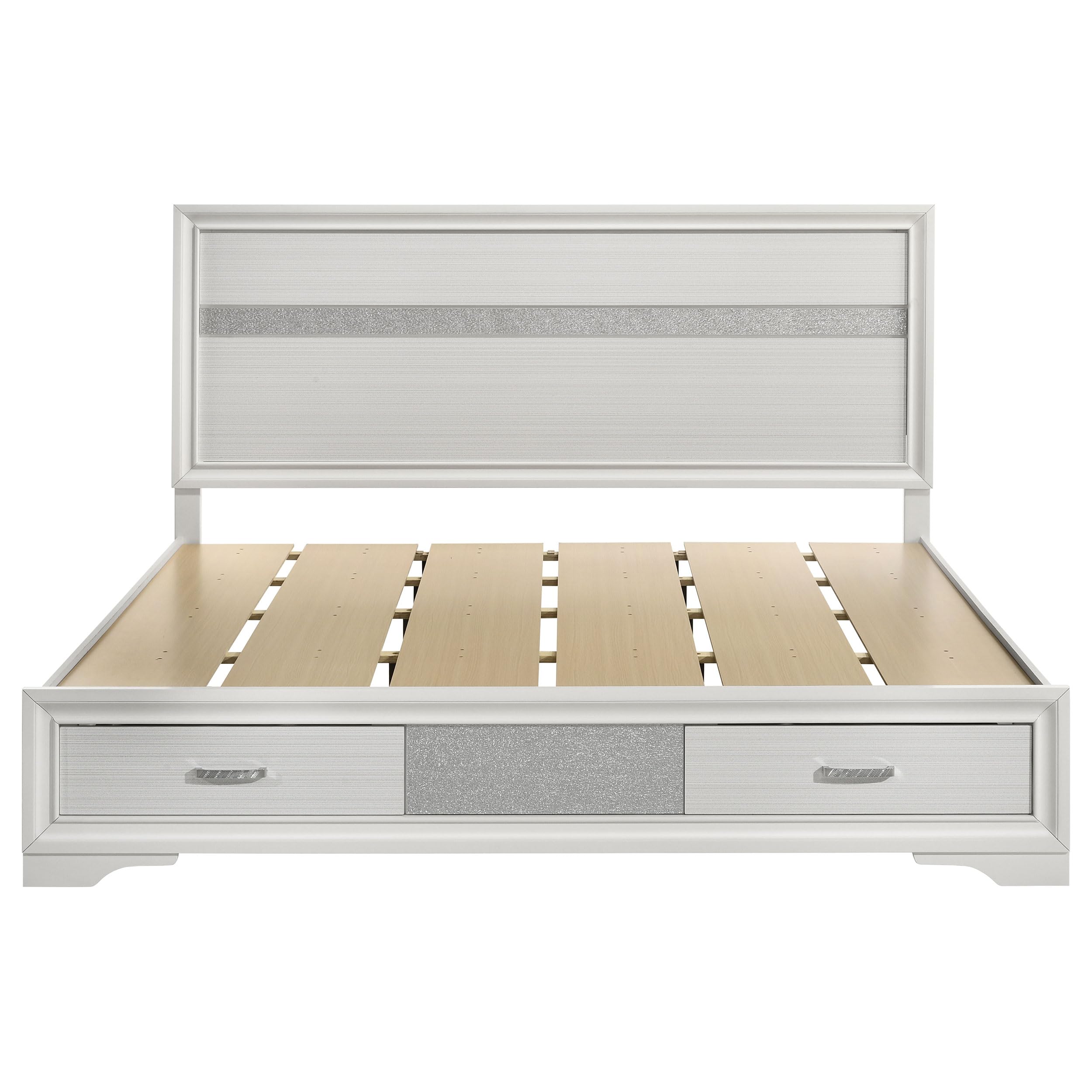 Coaster Home Furnishings Miranda Contemporary Wood Eastern King Size Storage Panel Bed Frame 50-inch Headboard White 205111KE