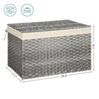 Songmics Storage Basket With Lid, 42.3 Gallon (160L) Storage Bin, Woven Blanket Storage Basket With Handles, Foldable, Removable