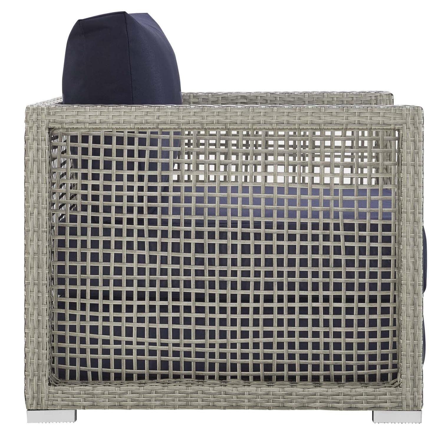 Modway Aura Outdoor Patio Wicker Rattan, 6 Piece Set, Gray Navy