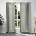 TWOPAGES Light Gray Pinch Pleated Drape Linen Light Filtering Room Darkening Curtain for Bedroom, Double Layer Lined Curtain Win