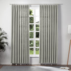 TWOPAGES Light Gray Pinch Pleated Drape Linen Light Filtering Room Darkening Curtain for Bedroom, Double Layer Lined Curtain Win