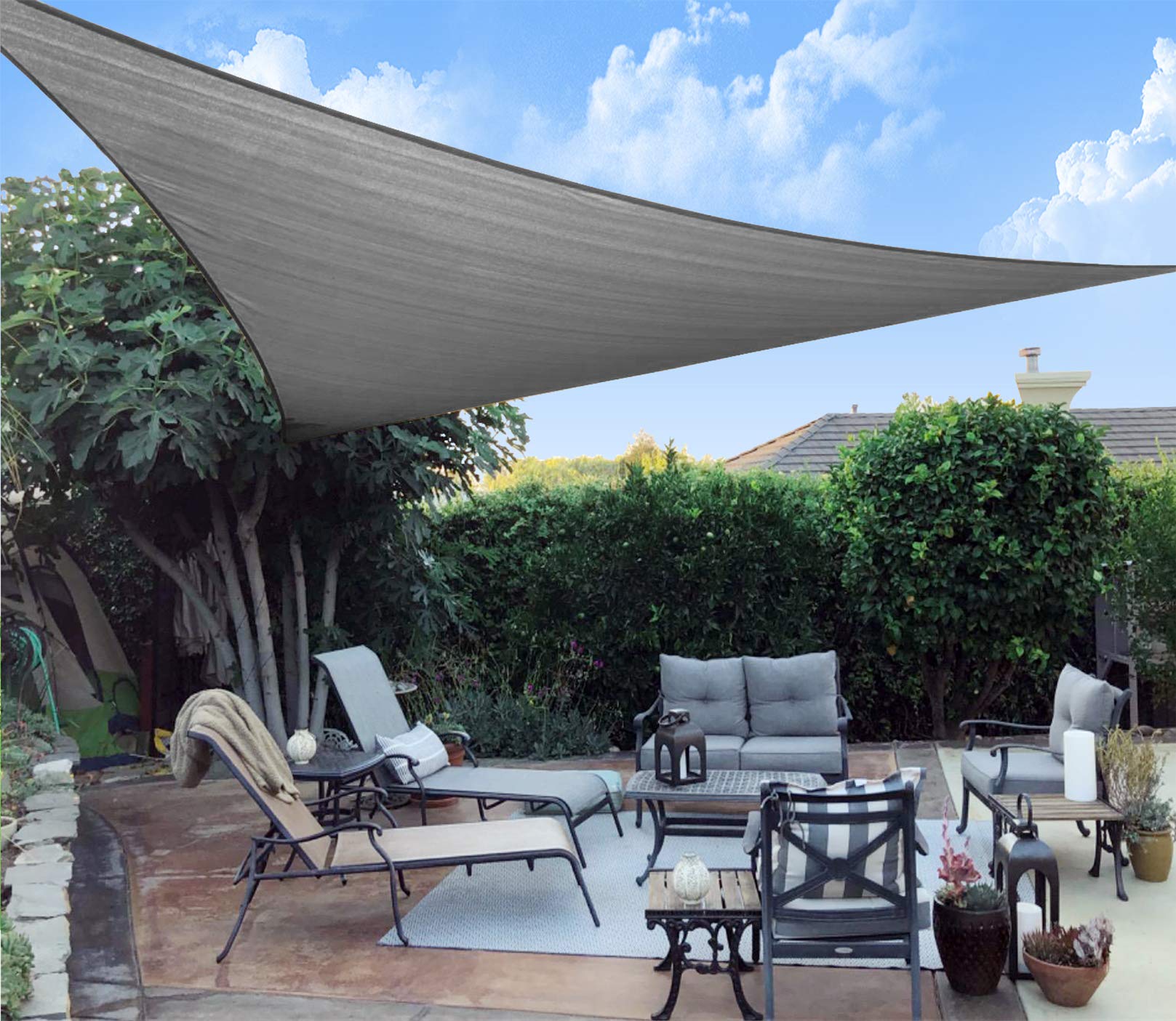 Sunny Guard Sun Shade Sail 13'X13'X13' Triangle Dark Grey Uv Block Sunshade For Backyard Yard Deck Patio Garden Outdoor Activiti