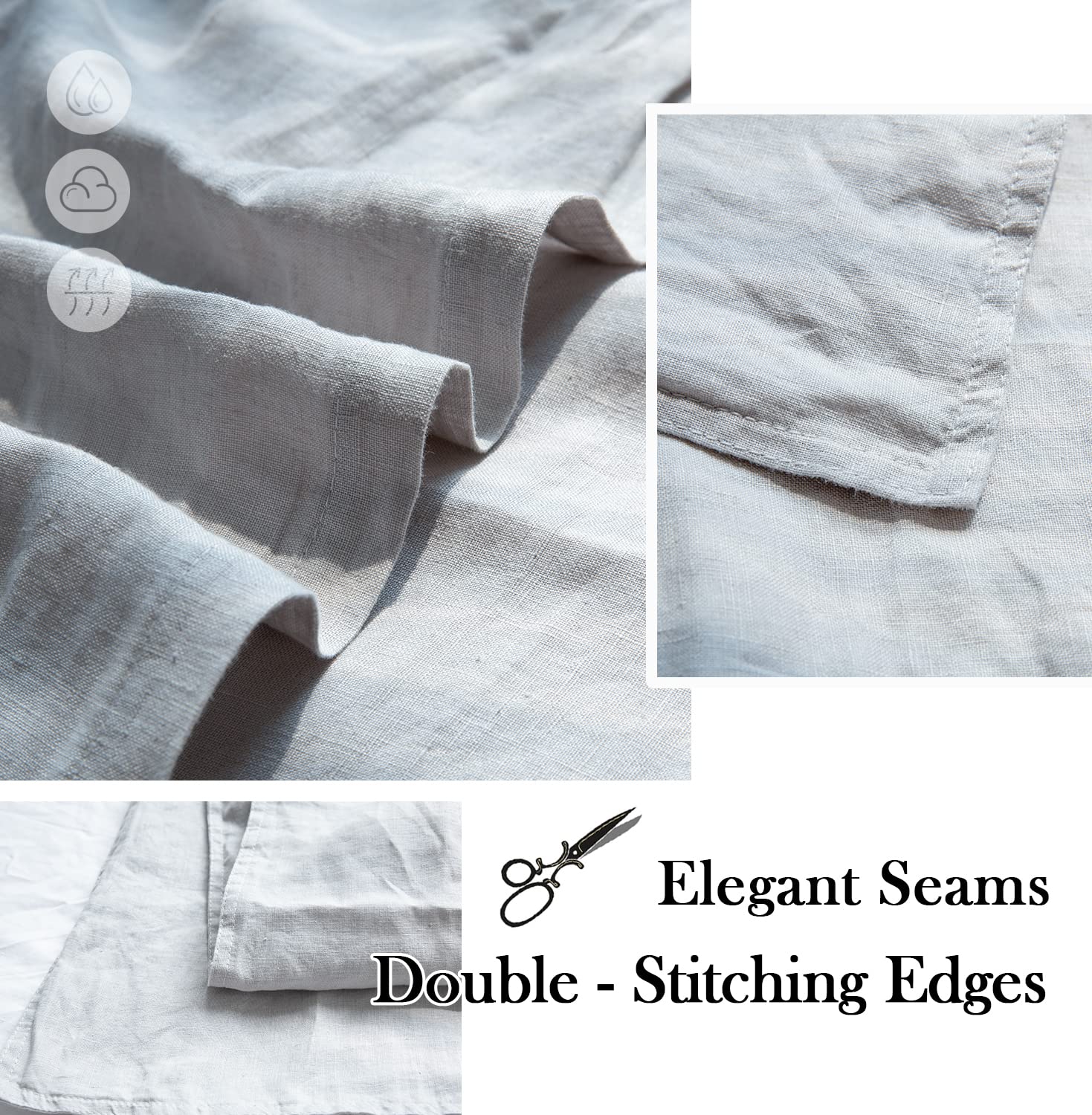 Simple&Opulence 100% Washed Linen Euro Shams Basic Style (26'' X 26'') - Pack Of 2 - Solid Color Pillow Shams Natural Flax Square Throw Pillow Covers - Light Grey