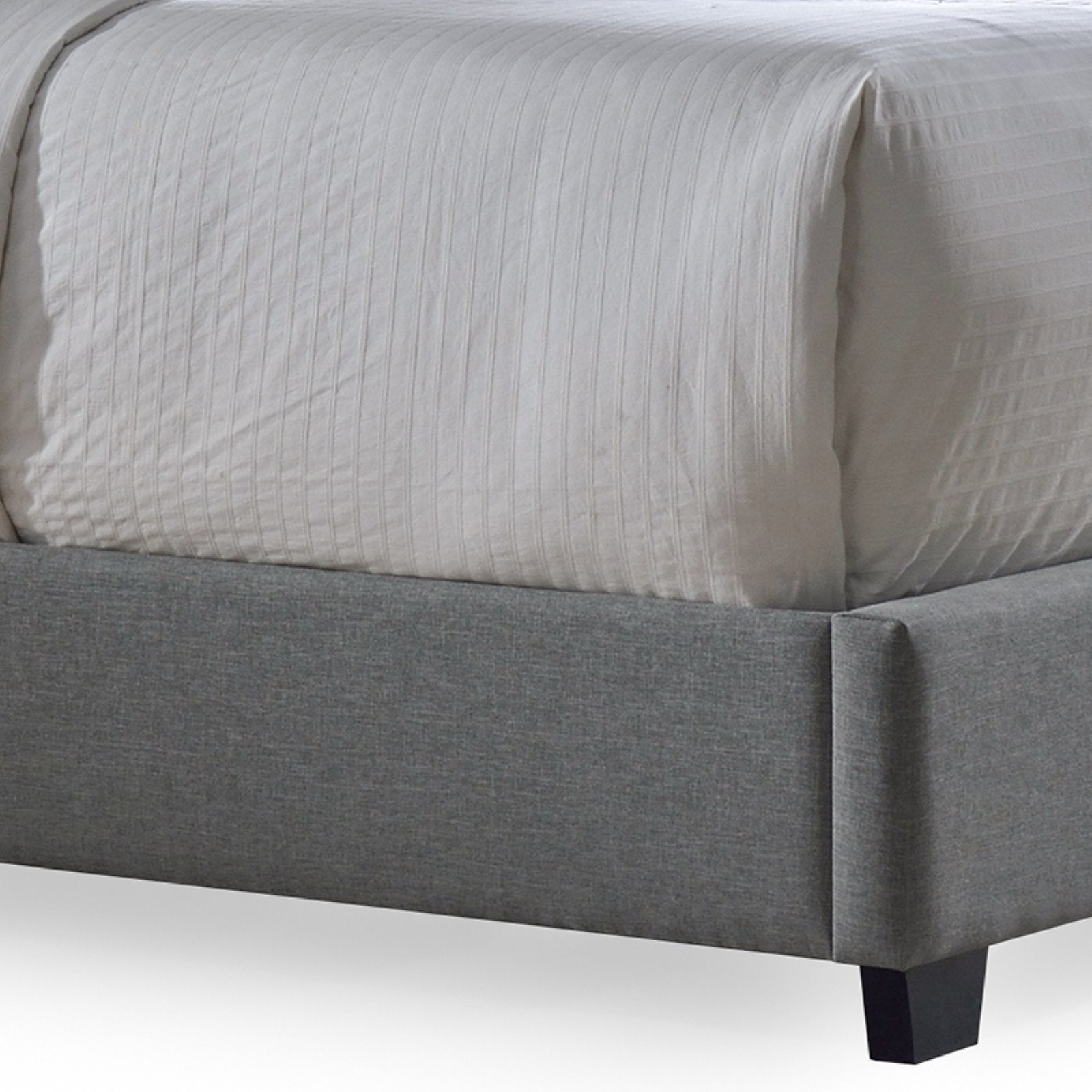 Baxton Studio Katherine Contemporary Espresso Fabric Nail Head Trim Wingback Bed, King, Grey