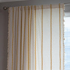 Sutuo Home Boho Curtains 84 Inch Length For Bedroom, Semi Blackout Farmhouse Vintage Shabby Chic Tassels Window Treatment Bohemian Embroidery Drape, Rod Pocket 1 Panel 52' W X 84' L, White And Gold