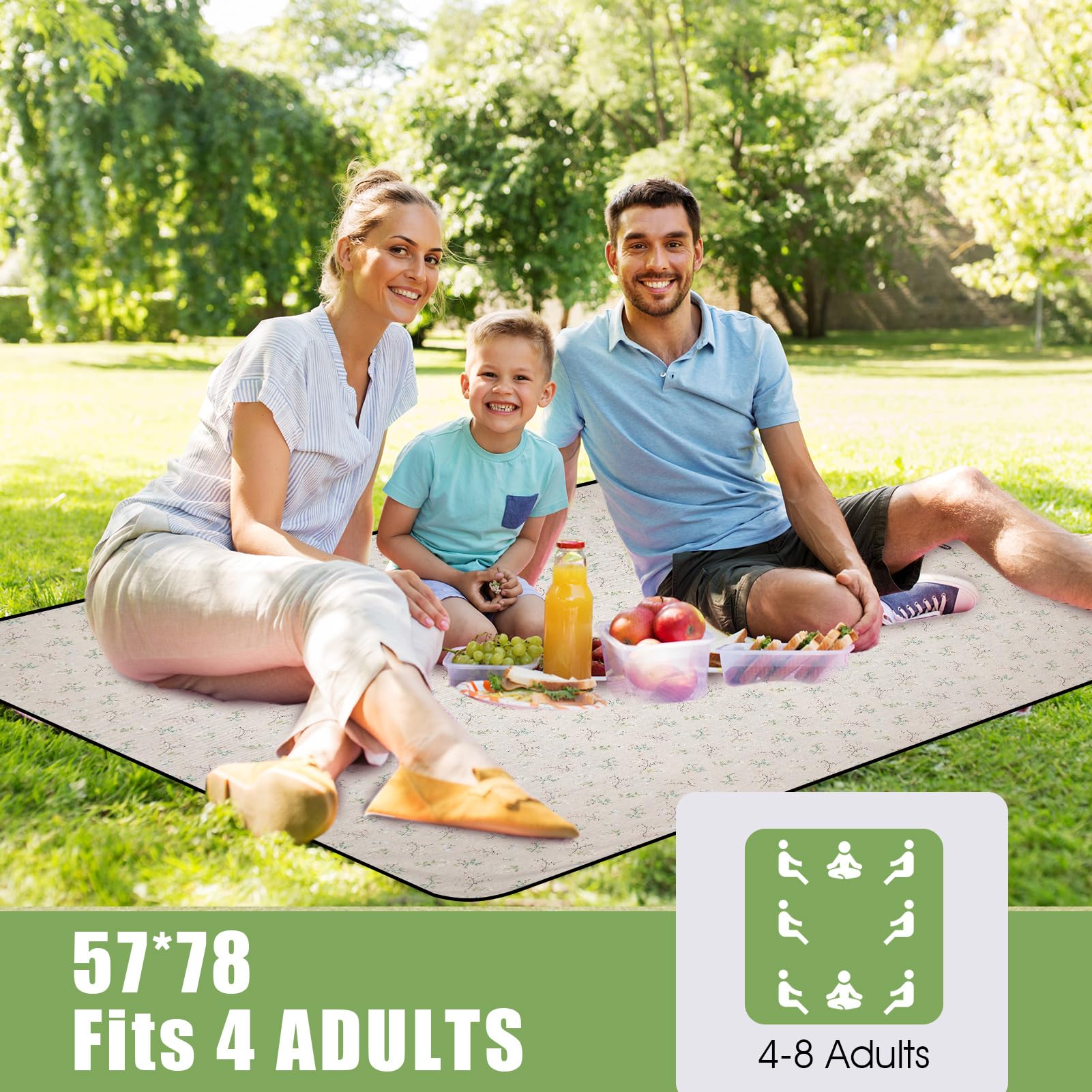 Picnic Outdoor Blankets Waterproof Extra Large - Beach Mat Sand Free Foldable With Carry Strap | Portable Camping Blanket | Park