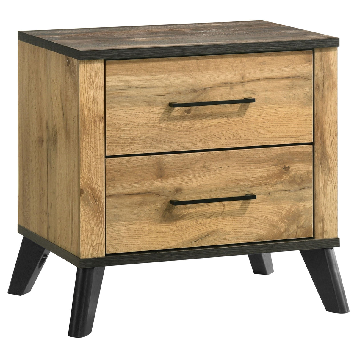 Coaster Home Furnishings Kaywood Mid-Century Modern Engineered Wood 2-Drawer Bedroom Nightstand Bedside Table Organizer Unit Weathered Brown and Natural Pine 225002