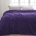 Newcosplay Super Soft Queen Blanket Purple Premium Silky Flannel Fleece 3D Checkered Lightweight Bed Blanket All Season Use (Pur