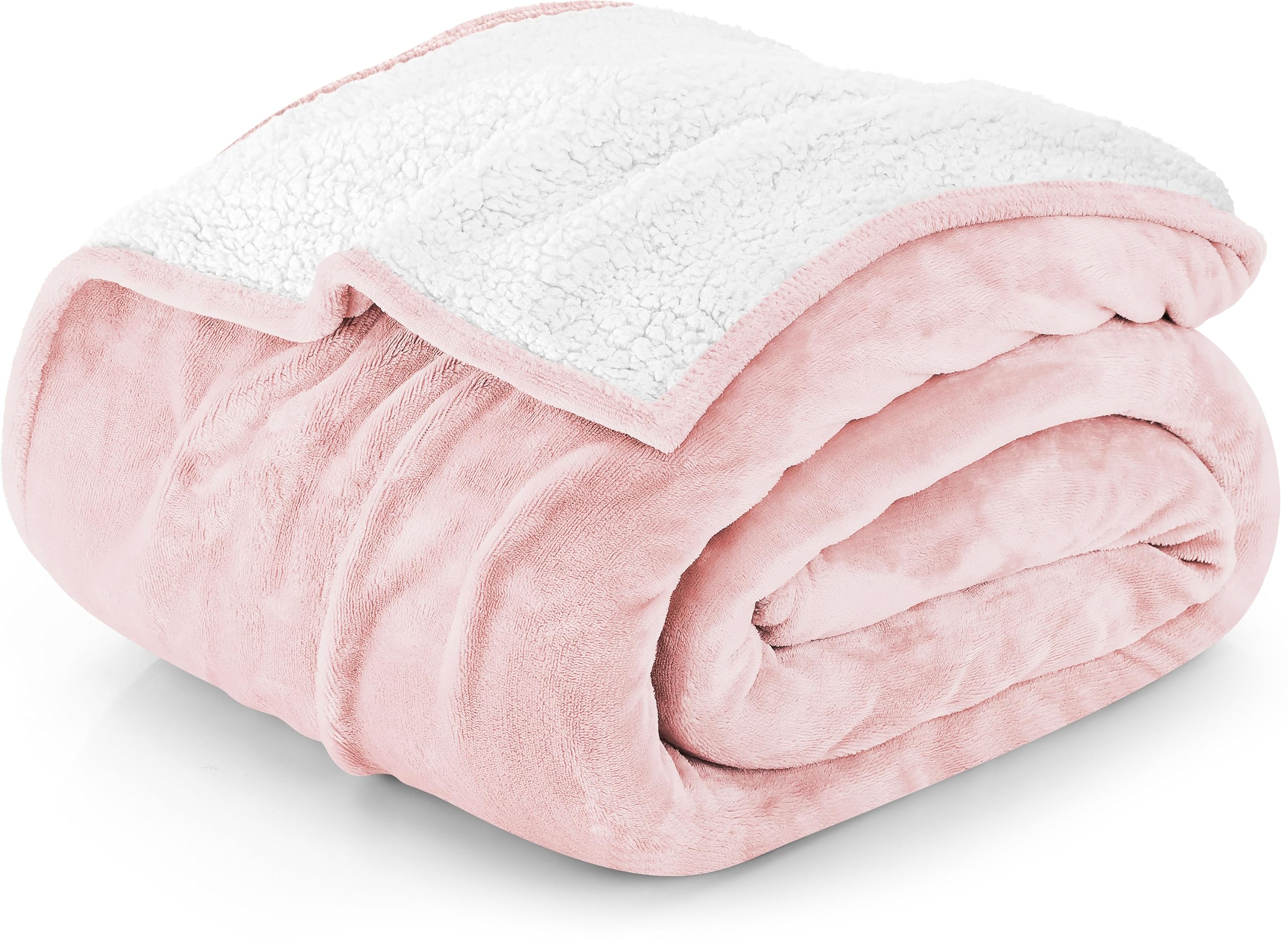 Utopia Bedding Sherpa Blanket King Size [Pink, 90X102 Inches] - 480Gsm Thick Warm Plush Fleece Reversible Blanket For Bed, Sofa,