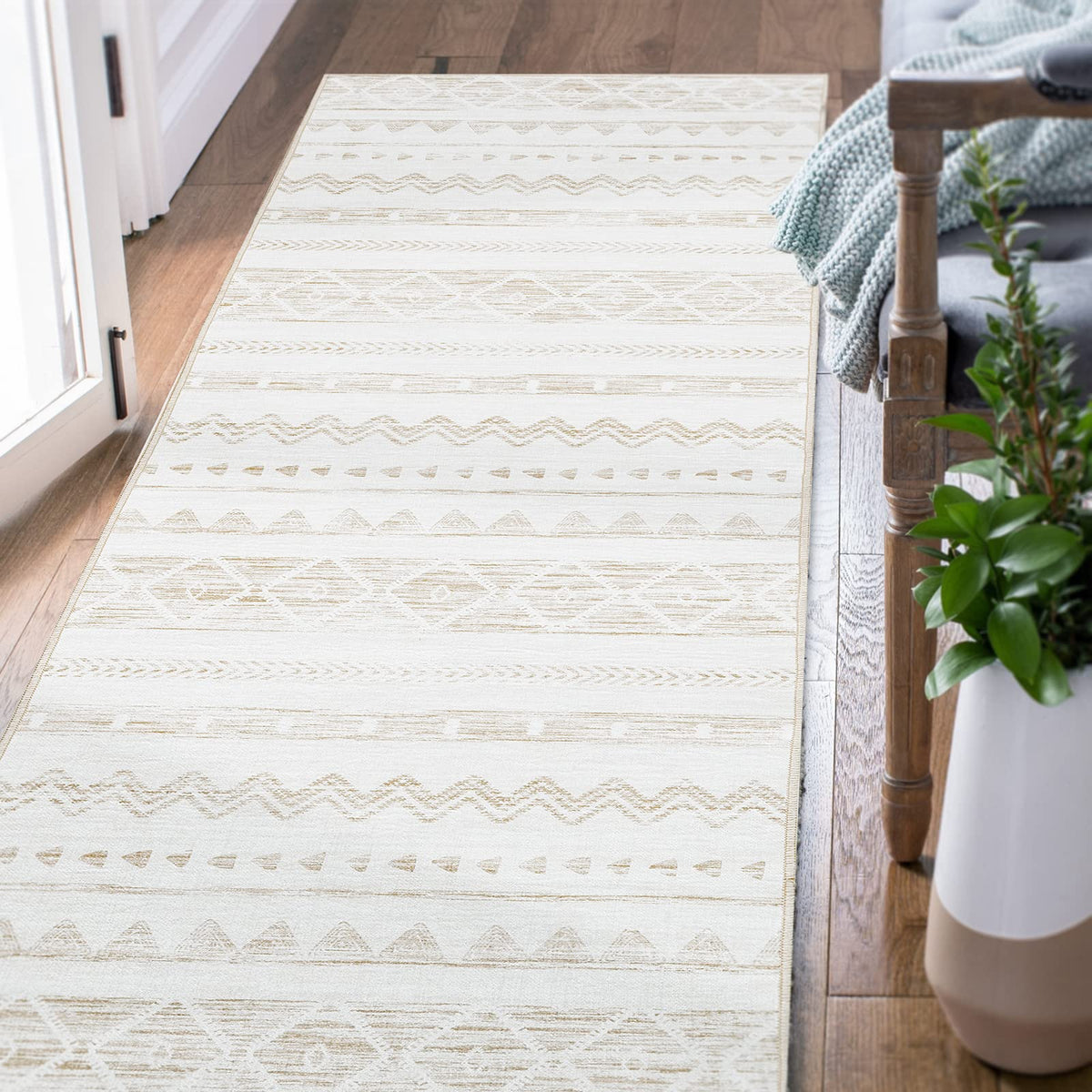 jinchan Runner Rug - 2x7 Moroccan Hallway Rug Kitchen Runner Rug, Ultra-Thin Washable Runner Rug, Boho Rug Geometric, Non-Slip C