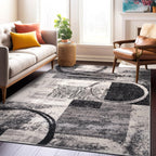 Rugshop Contemporary Abstract Circle Design Soft Area Rug 7'10'' x 10'2'' Cream
