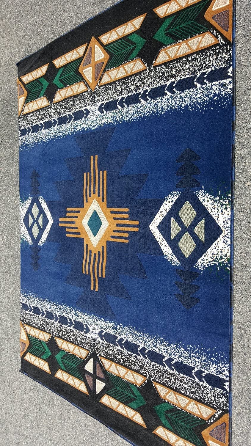 YHSF South West Native American Area Rug C318 (Navy Blue, 3 Feet 10 Inches x 5 Feet 2 Inches)