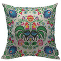 Mugod Poland Flowers Throw Pillow Cover Polish Floral Folk Art Square Pattern With Rooster Decorative Square Pillow Case For Hom