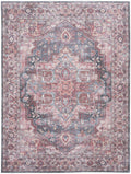 HomeRoots 522579 8 x 10 ft. Red Floral Power Loom Distressed Washable Rectangle Traditional Area Rug