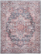 HomeRoots 522579 8 x 10 ft. Red Floral Power Loom Distressed Washable Rectangle Traditional Area Rug