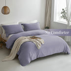 Mildly Super Soft Duvet Cover - 100% Washed Microfiber Grayish Lavender Comforter Cover Set 3 Pieces With Zipper Closure & Corne
